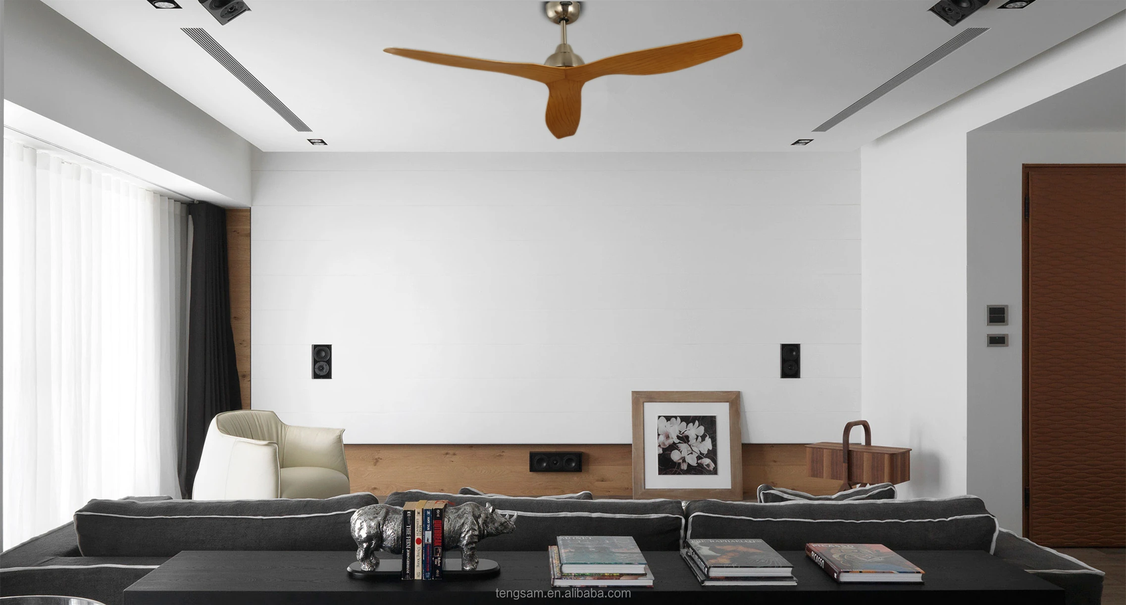 52 Inch Modern Simple Air Cooling Fan Home Decorative Brushed Nickel Dc