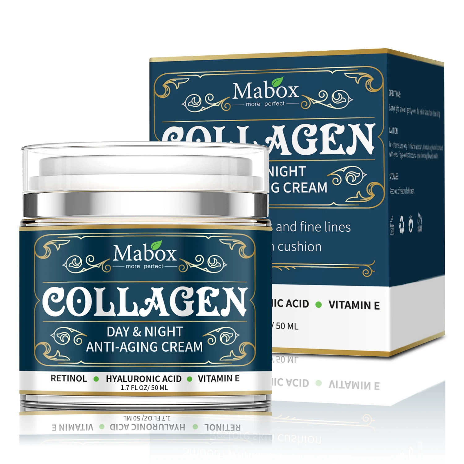 

Top Selling High Quality Brand Mabox Natural Anti Aging Retinal Vitamin E Day And Night Face Collagen Cream