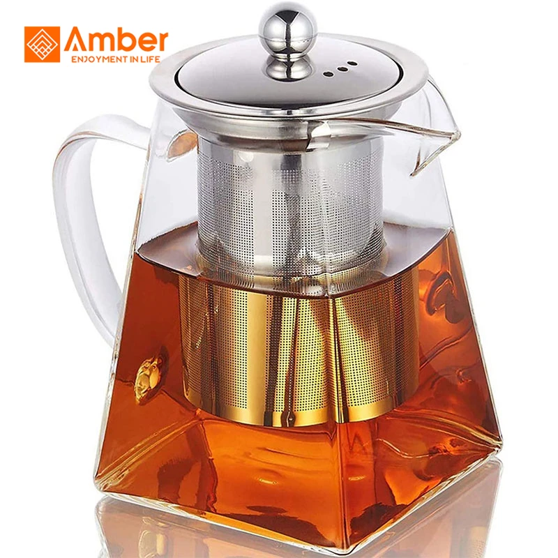 

Wholesale Cheap Handmade Clear Tea Pot Heat-Resistant Glass Loose Leaf Teapot With Stainless Steel Infuser