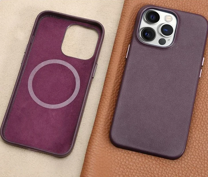 

PU Leather Microfiber Lining Support Wireless Charging With Magnetic Phone Case, 5 colors