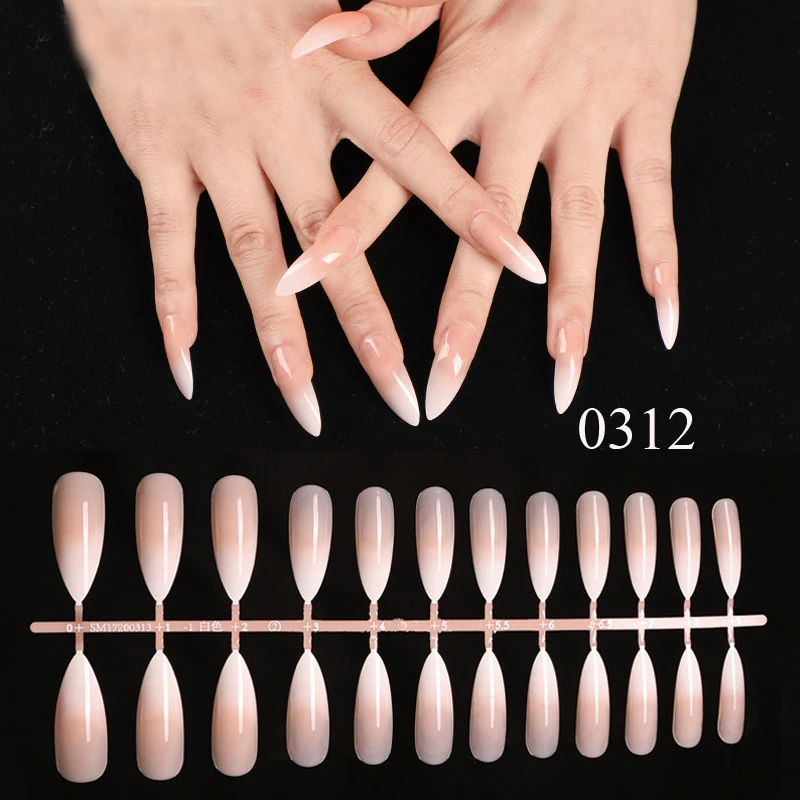 

Extra Long French Fake Nail Natural Nude White Press on Stiletto Nails Full Cover Artificial Wedding Party Manicure Nail Tips, Multi color