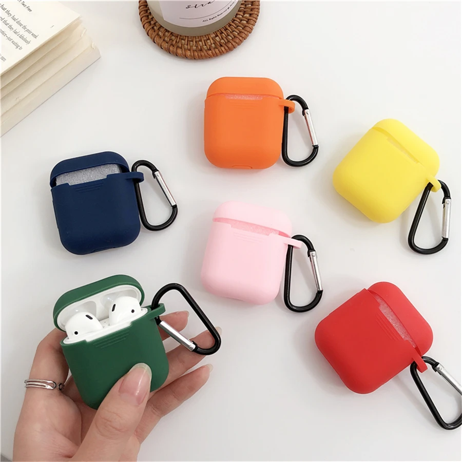 

Shockproof silicone airpod case For Apple Airpods 1/2 Protective BT Wireless Earphone Cover For Airpods 1/2 Charging Box, Black/blue/red/pink/yellow/grey/green/white