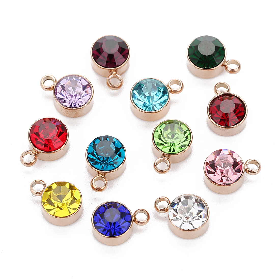 

Birthstone Stainless Steel Gold Plated Rhinestone Small Pendant DIY Jewelry Necklace Making