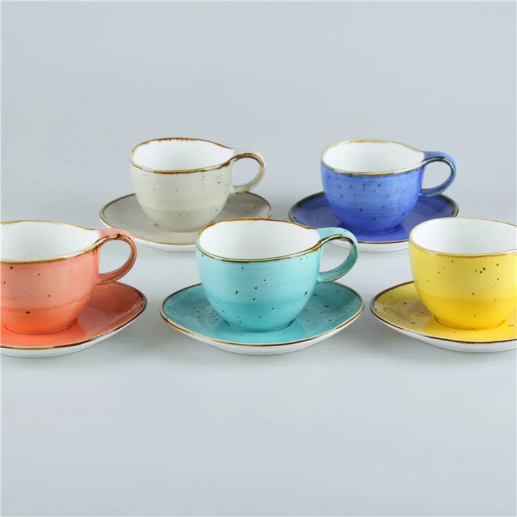 

12 Pieces Vintage Arabic Multi Colored Restaurant Kitchen Dining Dinnerware Porcelain Ceramic Espresso Tea Cup Saucer Set of 6