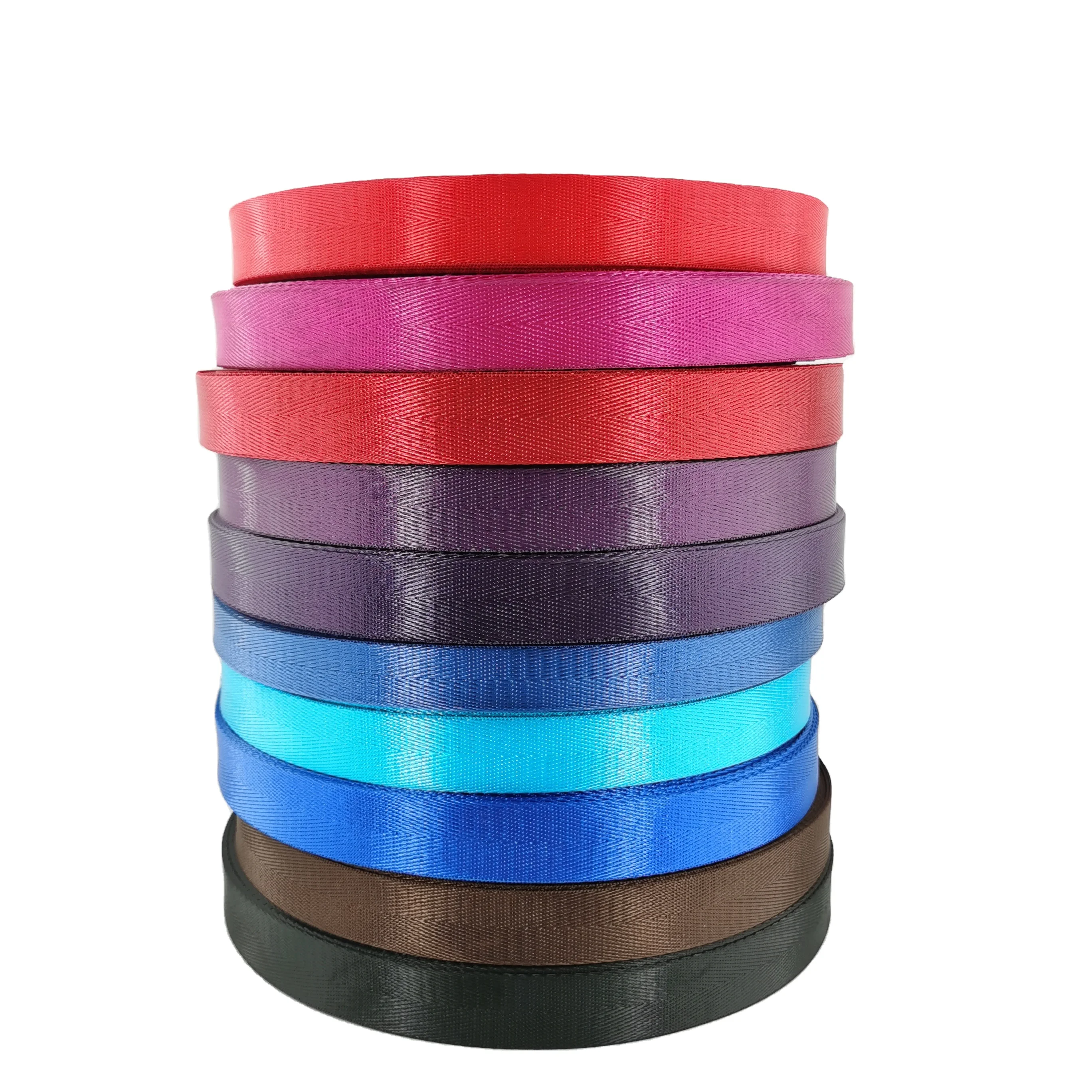 

Colored Fake Nylon band 3.8CM Herringbone Polyester Webbing for clothes and shoes