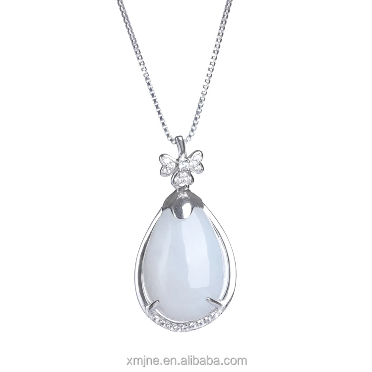 

Natural Jadeite Pendant S925 Silver Necklace Female Water Drop Jade Pendant Inlaid Jade Pendant Gift Gift