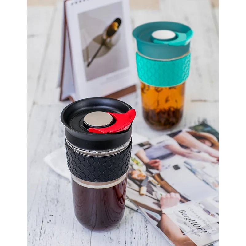 

Heat-resistant glass coffee cup to go/ glass sustainable cofee cup