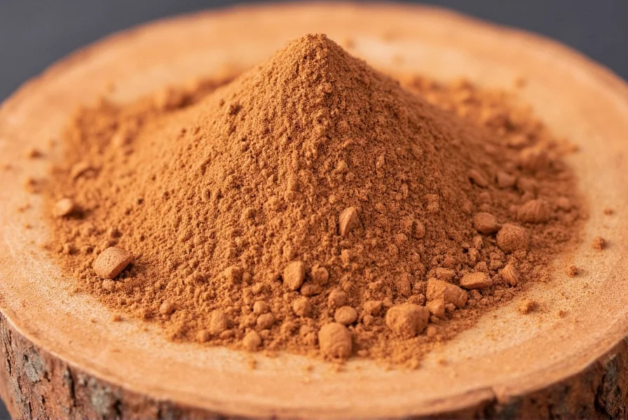 Close-up photograph of cinnamon powder being sprinkled over oatmeal with visible texture and warm color tones