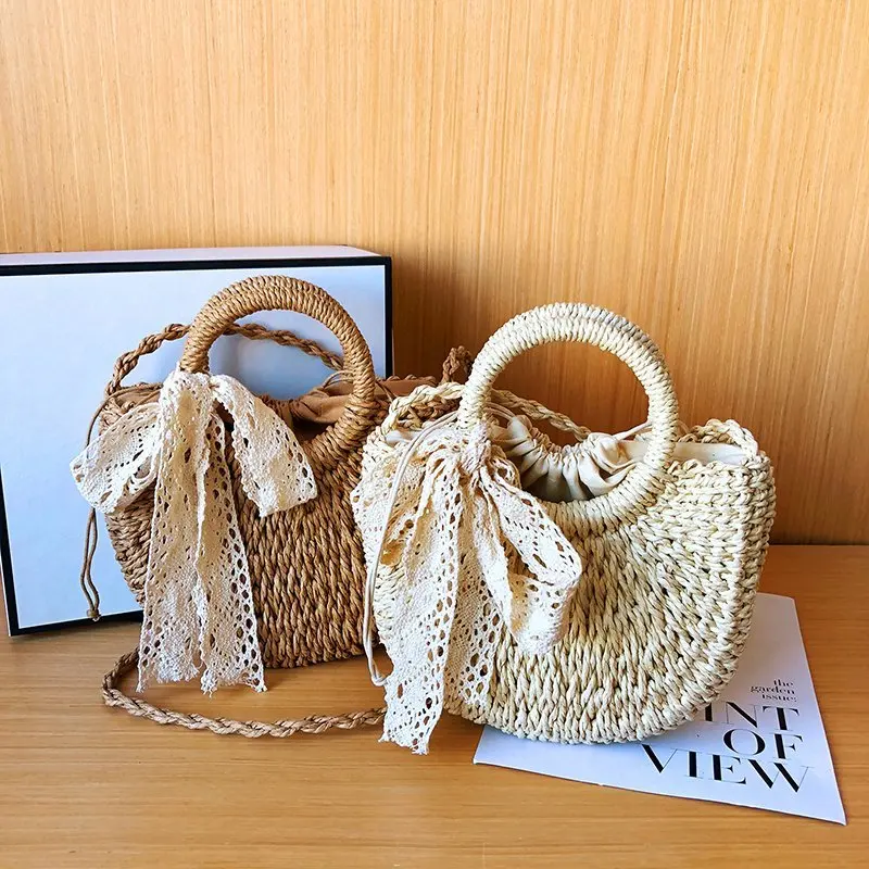 

NEW Capacity Straw Bags Women Handmade Woven Basket Bolsa Tote Summer Bohemian Beach Bags Luxury Brand fashion Lady Handbags