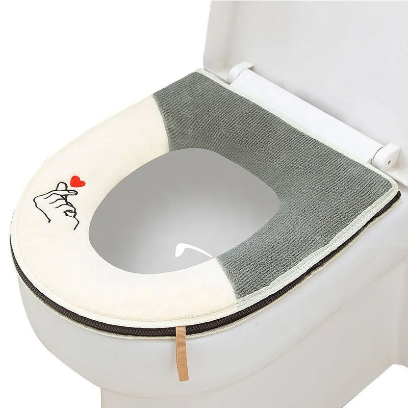 

Made in China pu waterproof washable warm toilet seat cushions with zipper handle