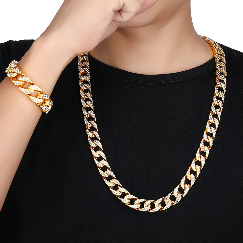 

iced out hip hop cuban link chain bracelet for man