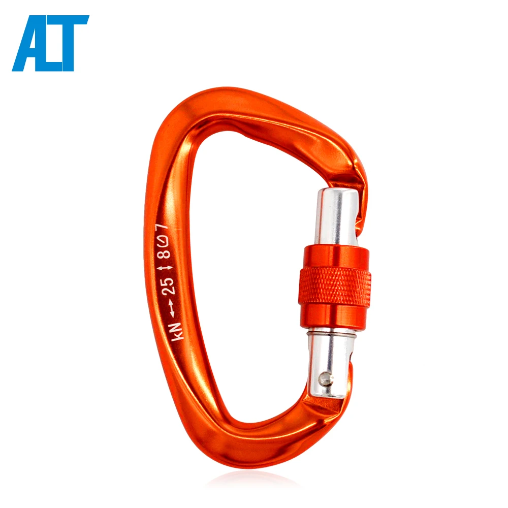

Factory Wholesale Custom Logo 25KN Climbing Shaped Locking Aluminum Outdoor Carabiner, Customized