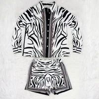 

Ladies loose long sleeve shirts and women striped shorts for two piece set