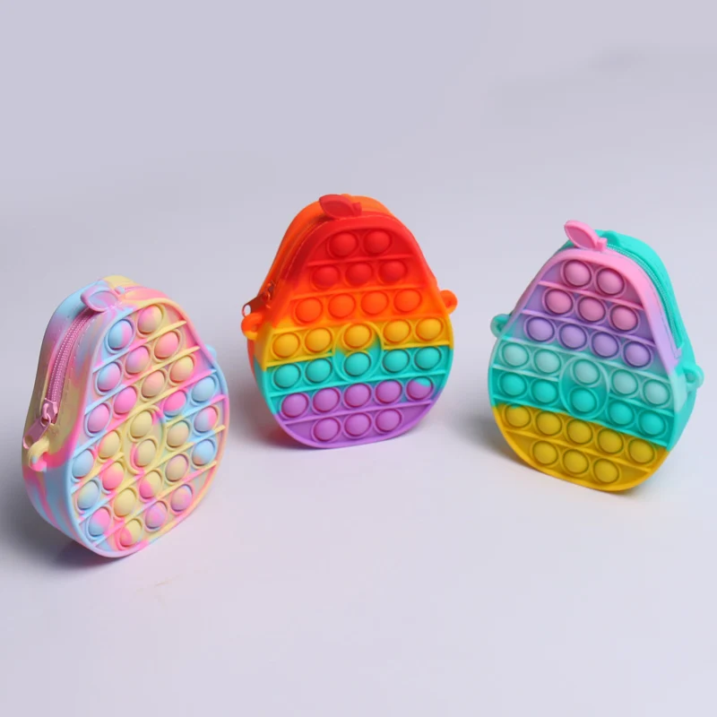 

Reliever Stress Cartoon Silicone Wallets Coin Zipper Push Bubble Anxiety Relief Zipper Mini Fidget Toys Coin Purse Pop it bag