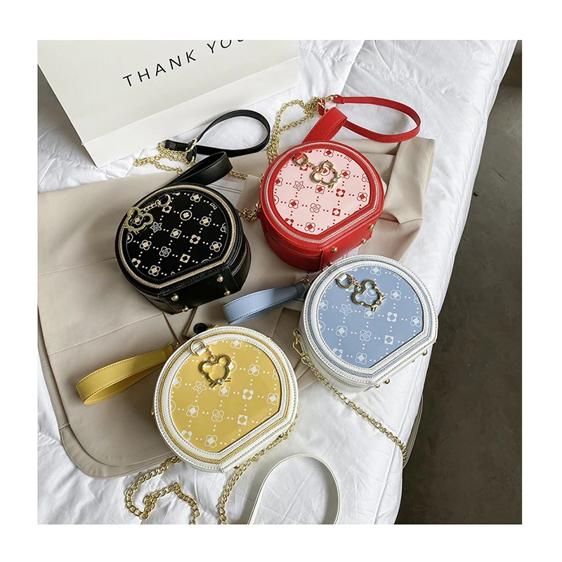 

Printed Circular Crossbody Bag For Women Luxury Handbags Women Bags Designer Leather Round Small Shoulder Bag Female Zip Purse