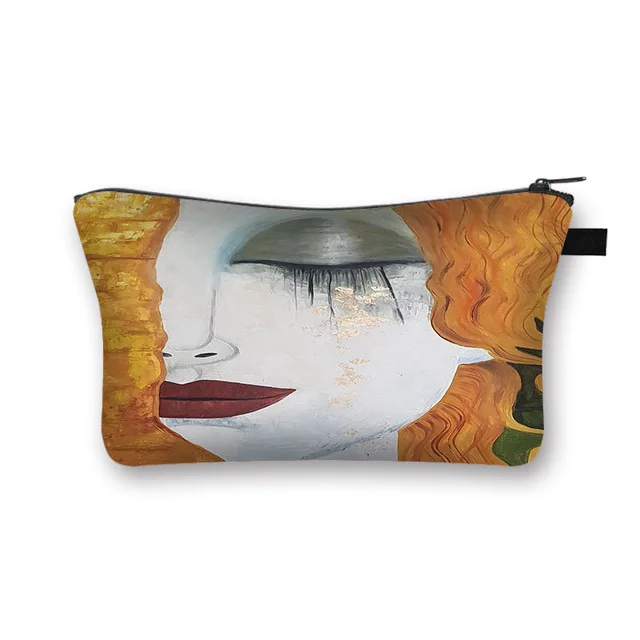 

Oil Painting Tears / Kiss by Gustav Klimt Cosmetic Bag Starry Night / Waterlily Makeup Bag Women Cosmetic Case Storage Bag, Customized