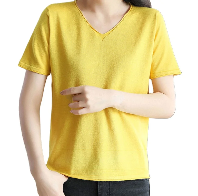 

2021 Hot Sale Fashion Modern High Quality Tee Plus Size Breathable Solid color Pullover New Women's T shirt