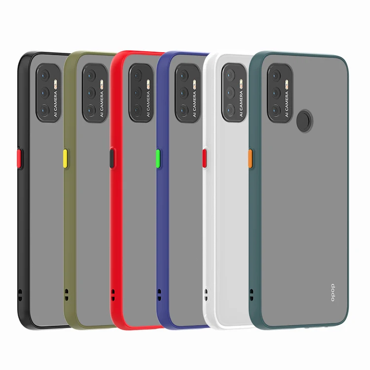 

New Popular skin feel transparent frosted pc tpu combo case back cover for Oppo A53 case shockproof