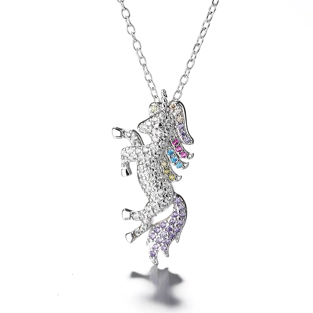 

cubic zircon micro pave 925 sterling silver horse pendant Necklace, As customer request