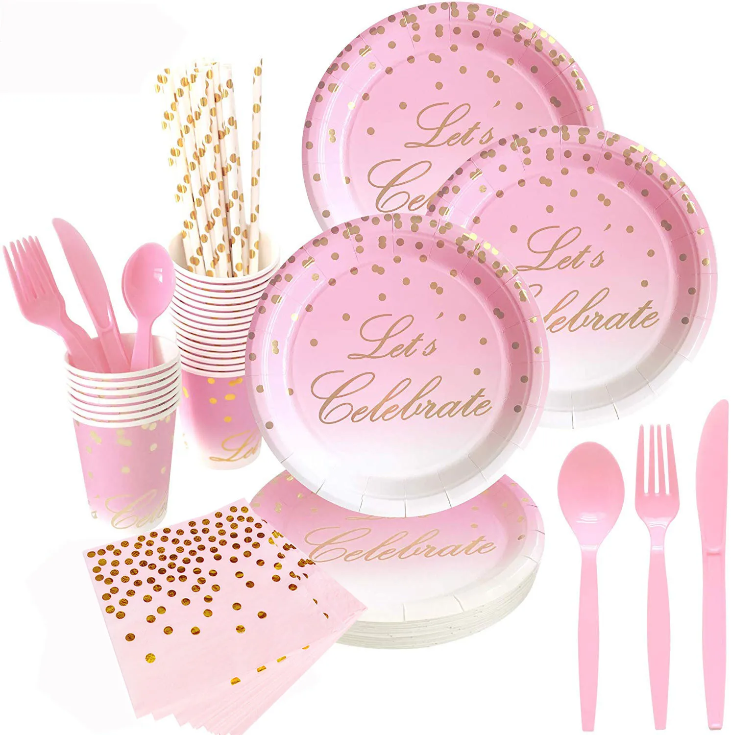 

Romantic Wedding Gold Dot Hot Stamping Paper Tableware Wedding Party Supplies Tableware Paper Cup Paper Plate