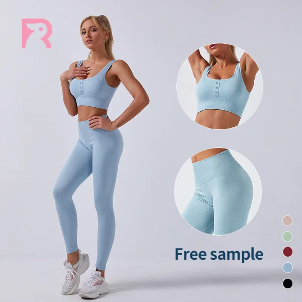

2021 Sports Yoga Seamless Workout Set Fitness Apparel High Impact Sport Bra Set For Women Fitness Leggings Sets