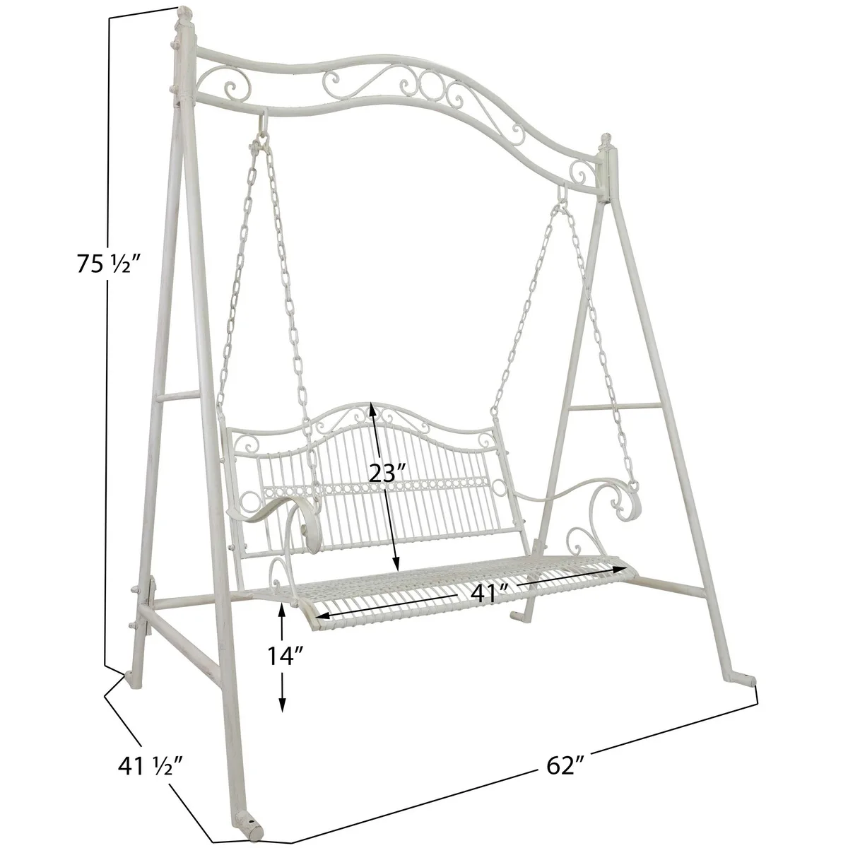 Outdoor Garden Double Porch Swing Bench White Iron Swing Chair Garden