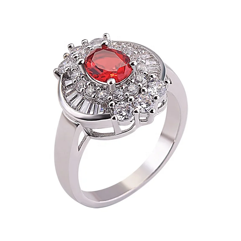 

Exquisite and unique shape red oval zircon ring for women fashion ladies exquisite decorative jewelry engagement ring