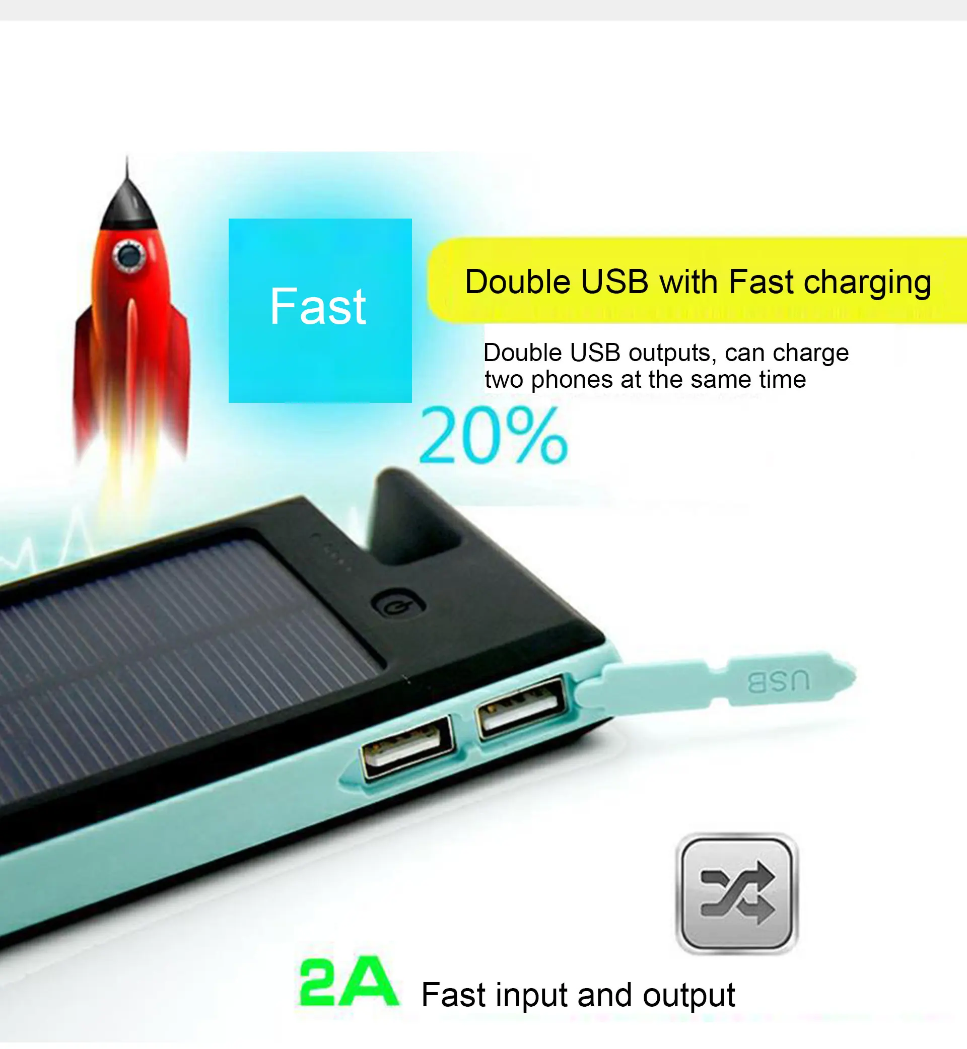 2020 Custom Logo Dual USB Mobile Phone Battery Charger Waterproof Solar Power Bank - ANKUX.COM