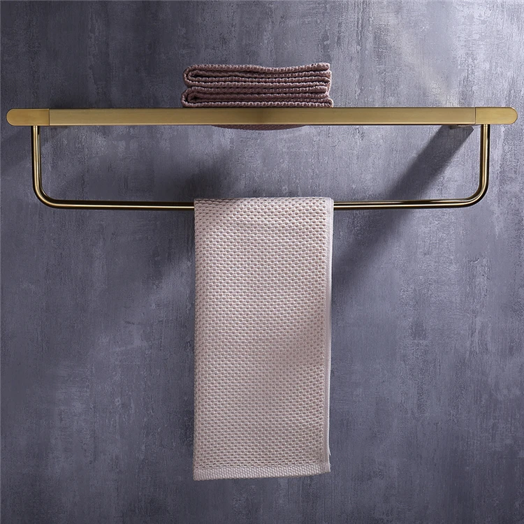 Bathroom accessories stainless steel brushed gold towel holder clothes rack