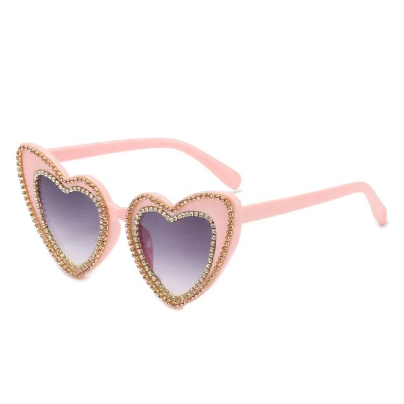 

Luxury Rhinestone Cat Eye Heart Shaped Sunglasses Creative Heart Frame Sun Glasses For Women, Colors