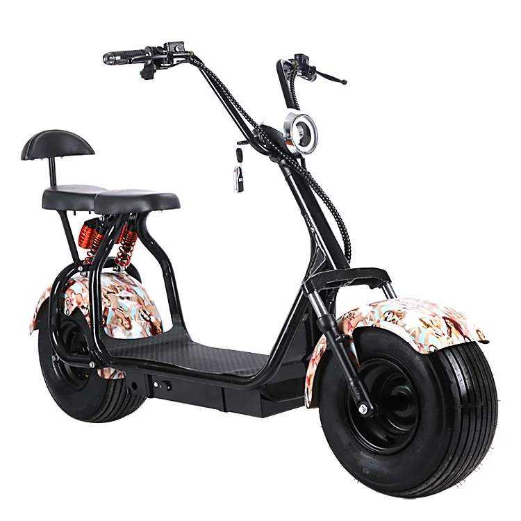 

12Ah Electric Harleys Citycoco Scooter with Customized Pattern Mud Guard, Black