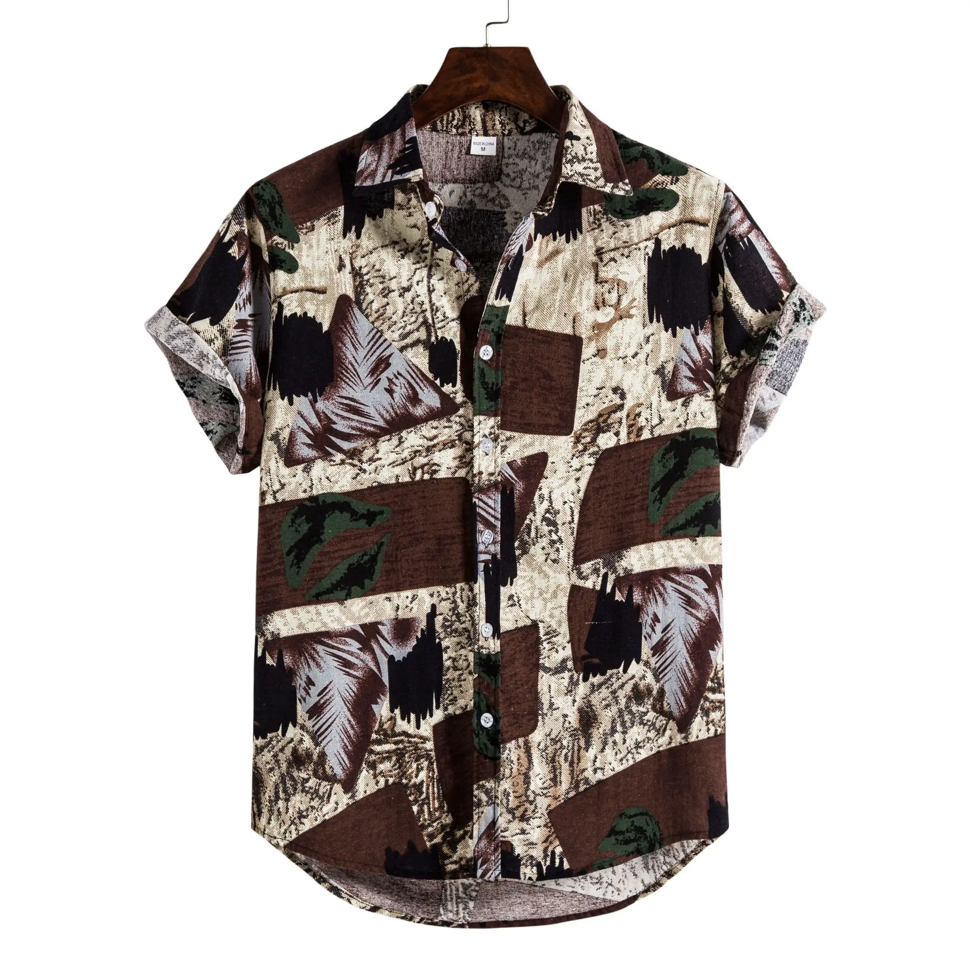 

Hot Sale Summer Print Shirts Hawaiian Floral Short Sleeve Casual Mens Shirts Mens for Beach and Party Wear, As pics