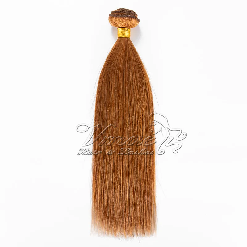 

Vmae 12A Virgin cuticle aligned Hair 100g Double drawn Auburn Brown Silky straight bundles Human Hair extensions