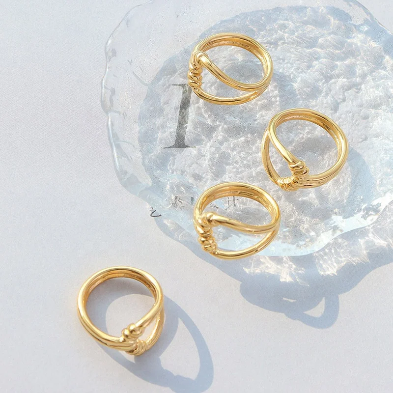 

Fashion jewelry geometric vintage 18K gold plated titanium steel fidget ring