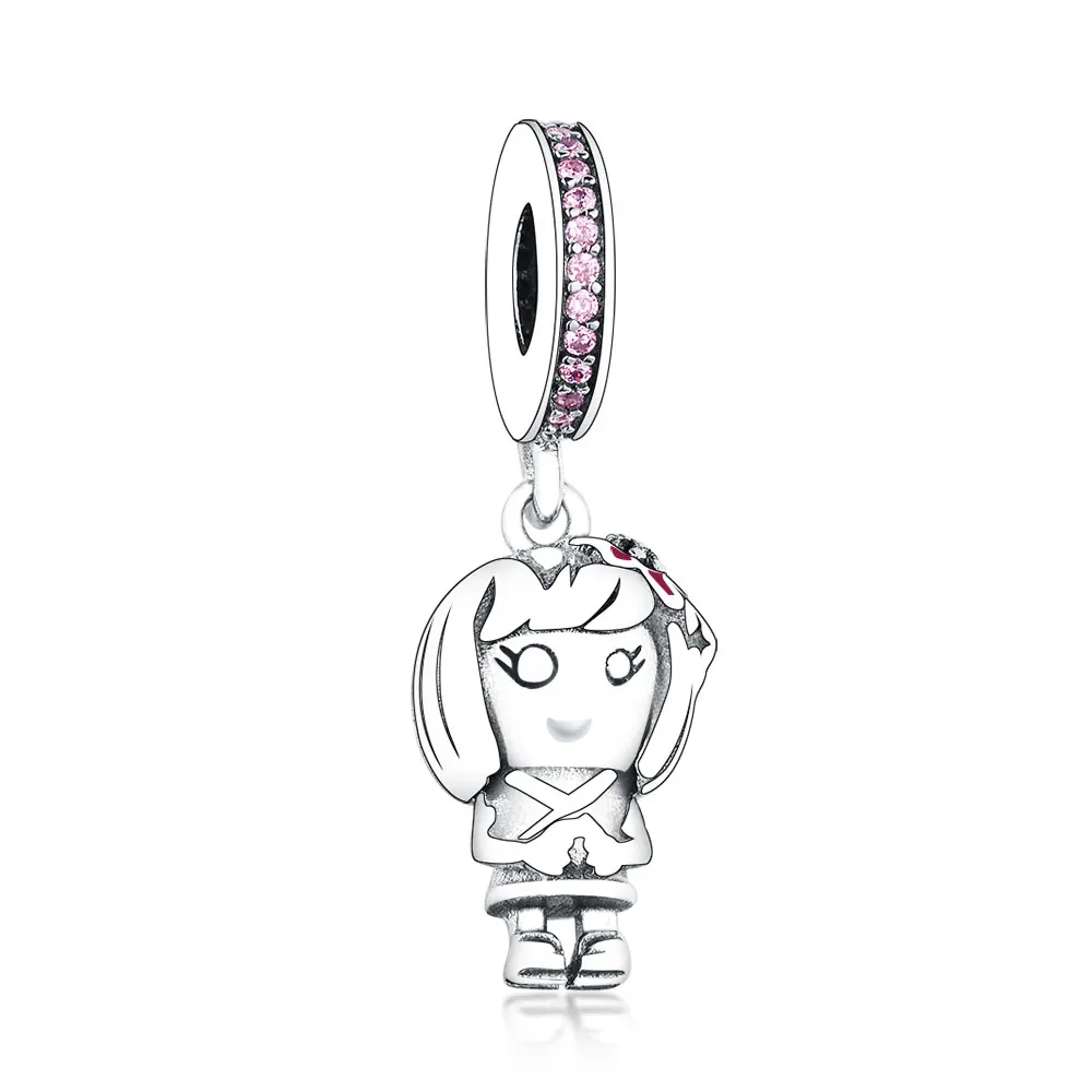 

Factory Outlet Wholesale 925 Sterling Silver Red Enamel Flower Hairband Girl Pendant Beads Charm For Jewelry Making