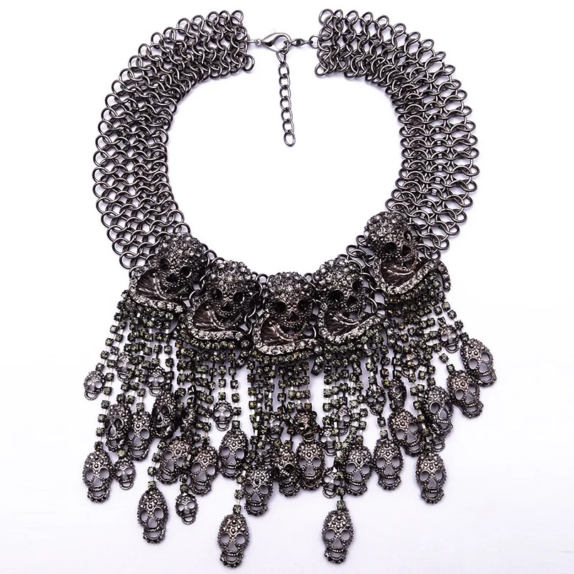 

Skeleton short collarbone chain women retro fashion necklaces wholesale Halloween accessories exaggerated necklaces, Picture