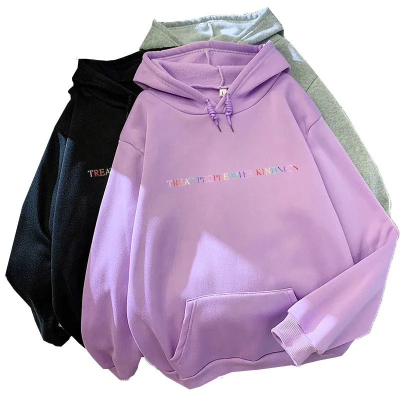 

Autumn and winter sweatshirt Color TREAT PEOPLE WITH KINDNESS Print Hoodie
