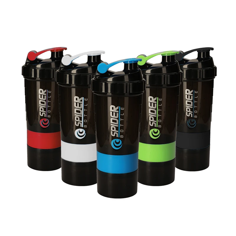

High Quality BPA Free Gym Sports Protein Shaker Bottle 500 ml with Storage, Black, blue, green,red,white