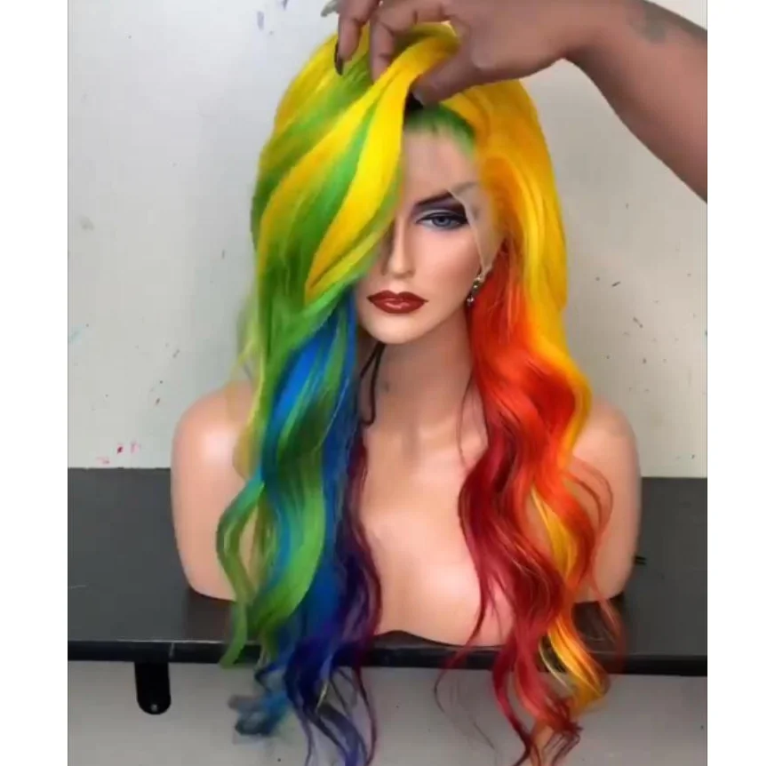 

Pink/Blue/green Color Mixed color Brazilian Body Wave Hairs Hair Wigs Wigs For Black Women Hair