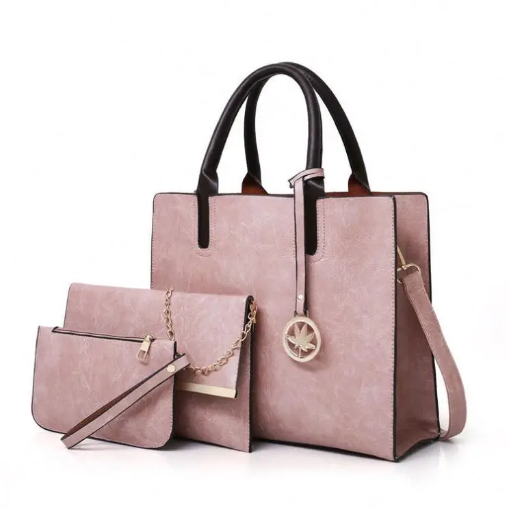 

Women Simple Design Women Handbag Sets 100% Top Layer Handbag Borse Da Donna Solid Color PU Luxury Bag BE0012