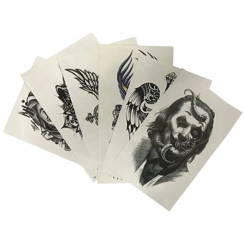 

Customized waterproof temporary water transfer Halloween ghost skull-head horror tattoo sticker for adult decoration, Cmyk printing