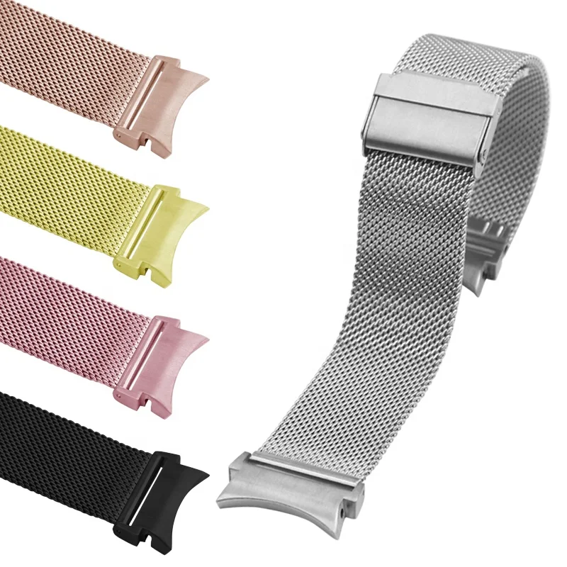 New Curved End Luxury Stainless Steel Metal Mesh Milanese Smart Watch Band Strap for Samsung Galaxy Watch 5 4 Classic 46mm 42mm