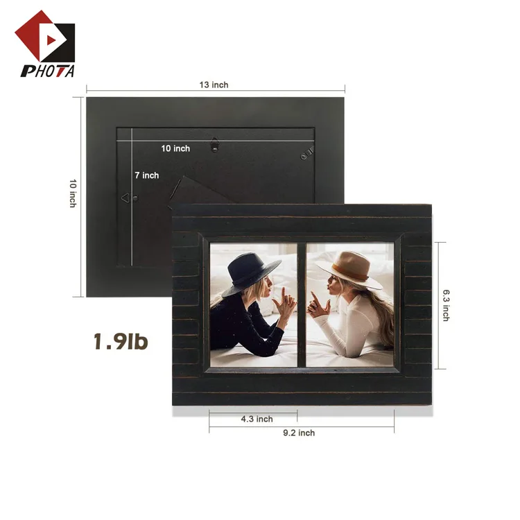 PHOTA Distressed Black 5x7 Collage Picture Frame with Veneer