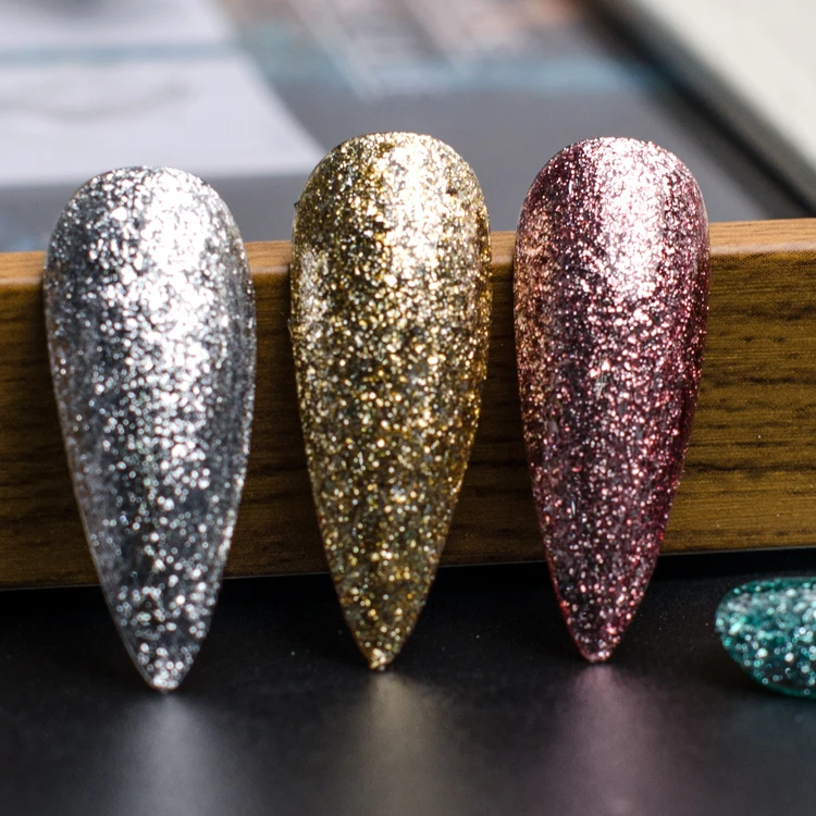 

Private Label Best Selling Nail Salon Product 2020 New 8G High Viscosity Super Shine Platinum Glitter LED UV Gel Polish, 7 colors