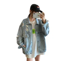 

Autumn Korean 2019 New Fashion Hole Loose Student Long-Sleeved Denim Jacket