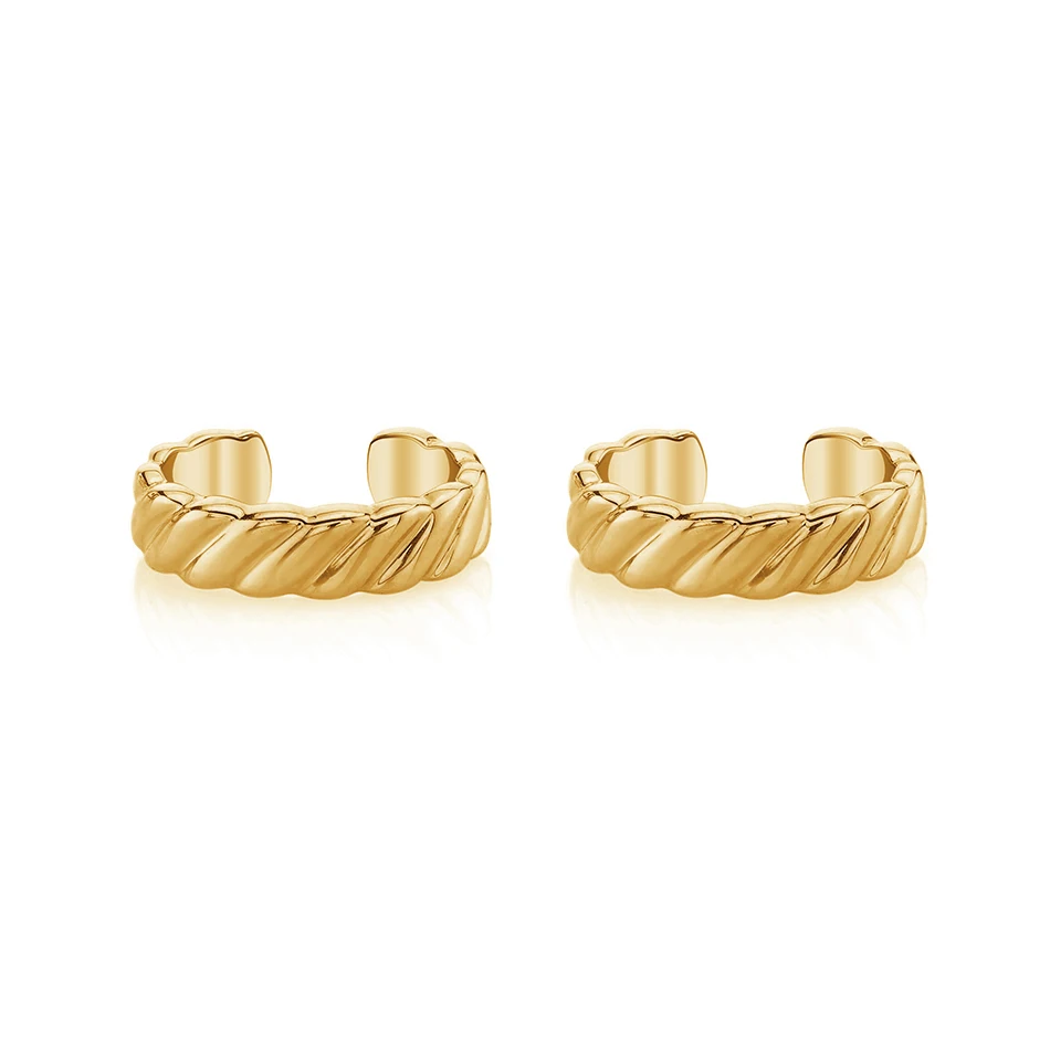 

Minimalist fine jewelry 925 silver 18k gold plated plain braid ear cuff no piercing women earrings jewelry