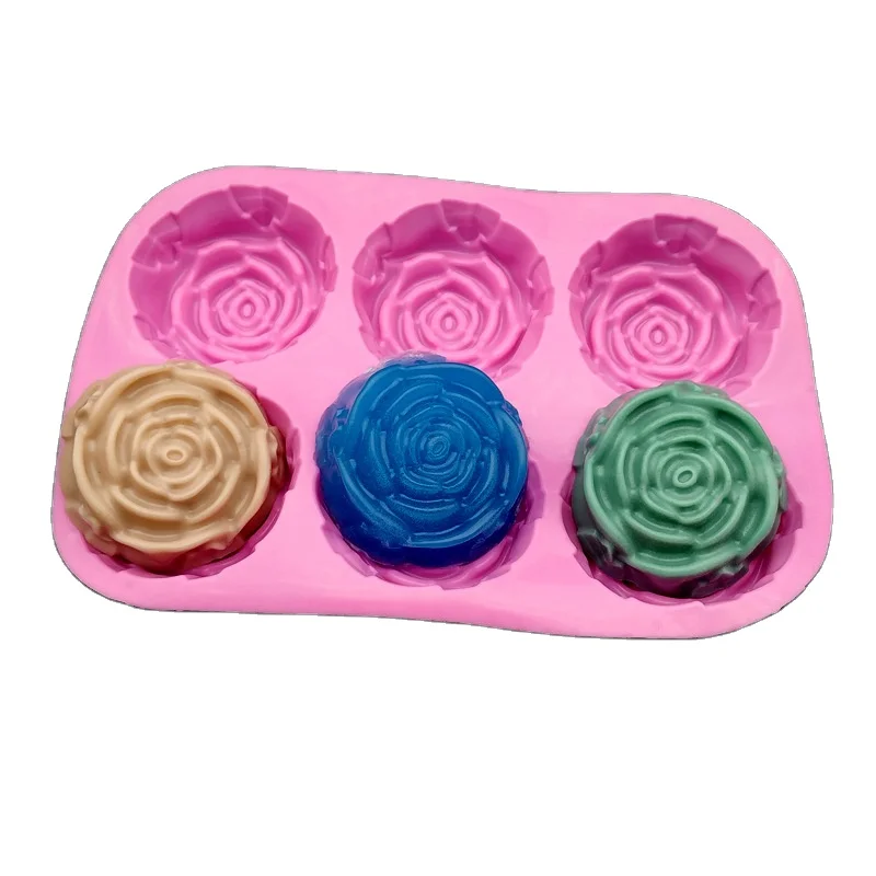 

Silicone Mould Roses Molds Shape 6 Holes Bomb Half Circle Baking Chocolate Silicon Mold Soap Rose, Customized color