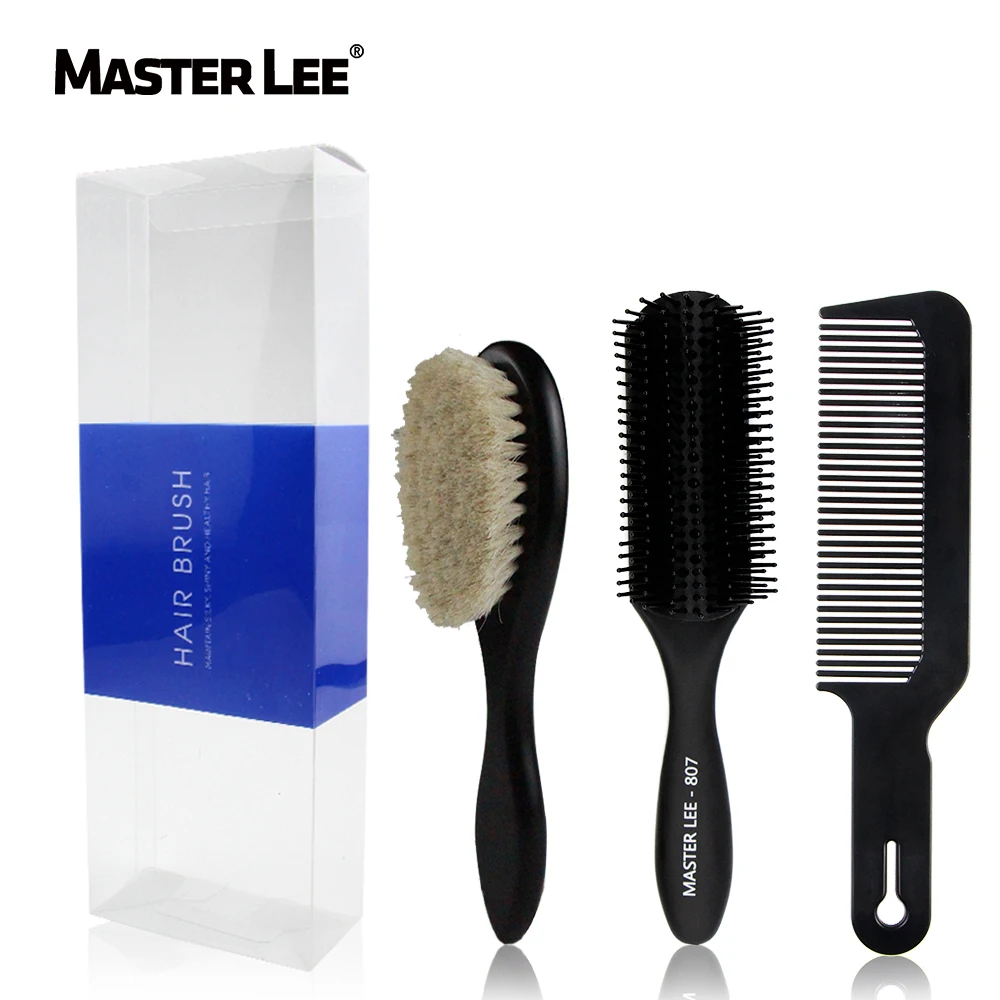 

Masterlee 3 pcs nine row comb hair cleaning brush and push side hair styling massage comb for men, Black and red