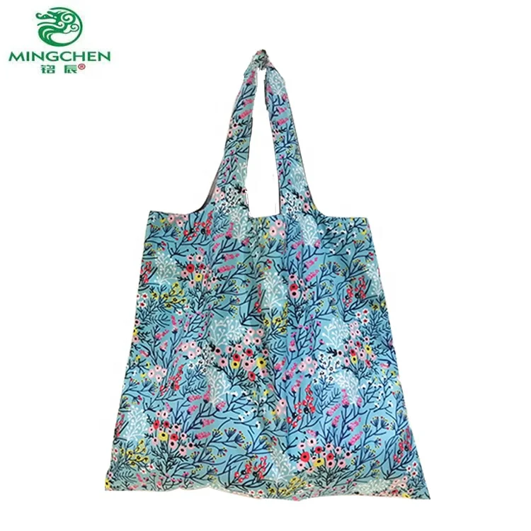 

high quality reuseable large capacity foldable durable polyster women shopping bag, Blue