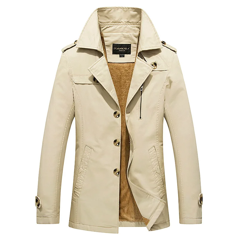 

2019 Classic cotton warm winter long mens trench coat